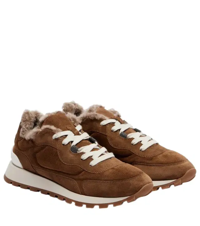 Brunello Cucinelli Runner Monili suede and canvas sneakers