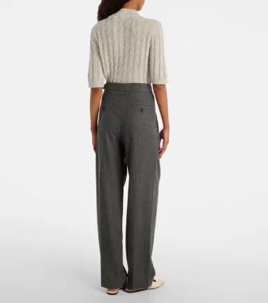 Brunello Cucinelli Pleated wool and cashmere wide-leg pants | Thumbnail 2