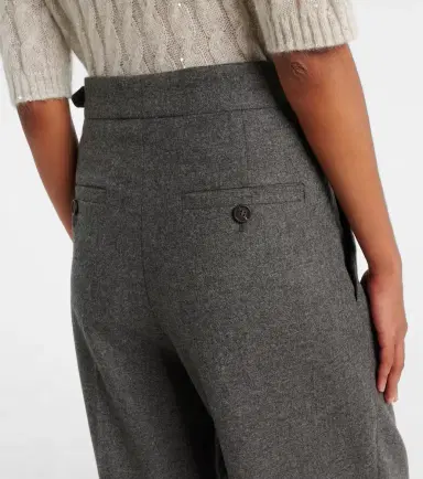Brunello Cucinelli Pleated wool and cashmere wide-leg pants | Thumbnail 3