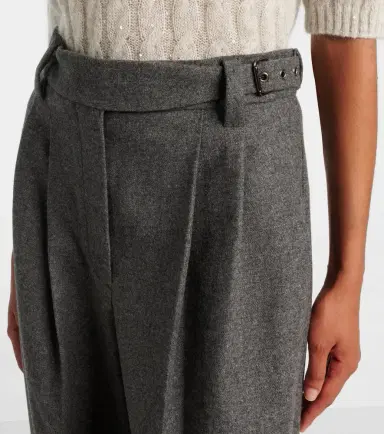 Brunello Cucinelli Pleated wool and cashmere wide-leg pants | Thumbnail 4