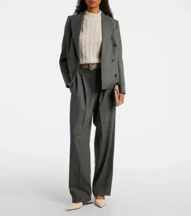 Brunello Cucinelli Pleated wool and cashmere wide-leg pants | Thumbnail 6