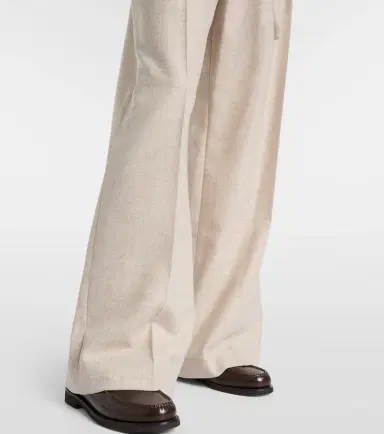 Brunello Cucinelli Belted wool and cashmere wide-leg pants | Thumbnail 2