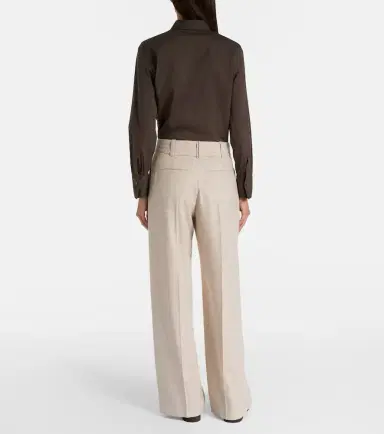 Brunello Cucinelli Belted wool and cashmere wide-leg pants | Thumbnail 3