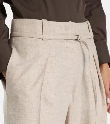 Brunello Cucinelli Belted wool and cashmere wide-leg pants | Thumbnail 4