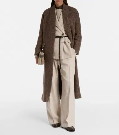 Brunello Cucinelli Belted wool and cashmere wide-leg pants | Thumbnail 5