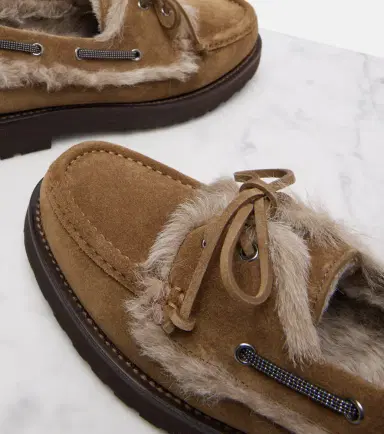 Brunello Cucinelli Shearling-lined suede boat shoes | Thumbnail 2 Brunello Cucinelli Shearling-lined suede boat shoes | Thumbnail 2
