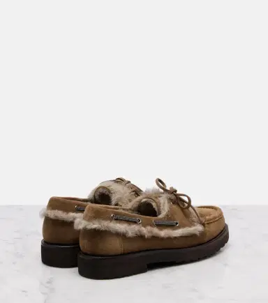 Brunello Cucinelli Shearling-lined suede boat shoes | Thumbnail 3 Brunello Cucinelli Shearling-lined suede boat shoes | Thumbnail 3