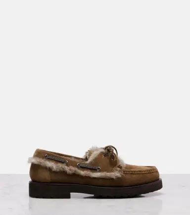 Brunello Cucinelli Shearling-lined suede boat shoes | Thumbnail 4 Brunello Cucinelli Shearling-lined suede boat shoes | Thumbnail 4