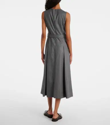 Brunello Cucinelli Belted virgin wool midi dress | Thumbnail 4