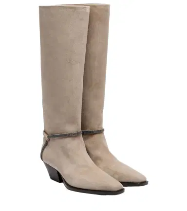 Brunello Cucinelli Monili suede knee-high boots | Thumbnail 1