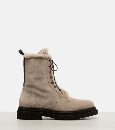 Brunello Cucinelli Shearling-trimmed suede combat boots | Thumbnail 4 Brunello Cucinelli Shearling-trimmed suede combat boots | Thumbnail 4