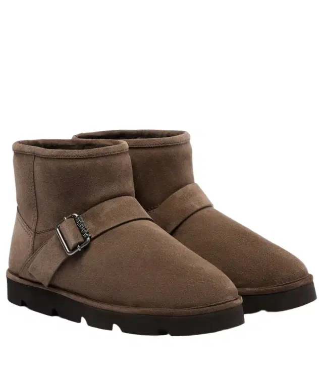 Brunello Cucinelli Shearling-lined suede ankle boots