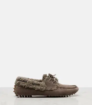 Brunello Cucinelli Monili shearling-trimmed suede moccasins | Thumbnail 2