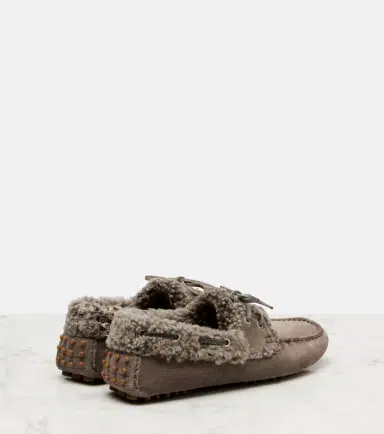 Brunello Cucinelli Monili shearling-trimmed suede moccasins | Thumbnail 4