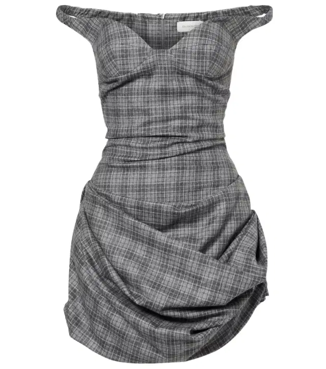 Magda Butrym Ruched off-shoulder wool-blend bustier dress