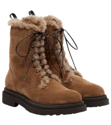 Brunello Cucinelli Monili shearling-lined suede combat boots | Thumbnail 1 Brunello Cucinelli Monili shearling-lined suede combat boots | Thumbnail 1