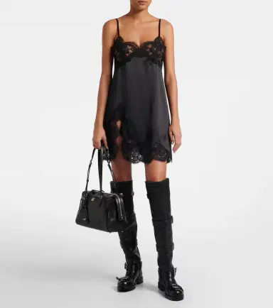 Dolce & Gabbana Lace-trimmed silk-blend satin slip dress | Thumbnail 4