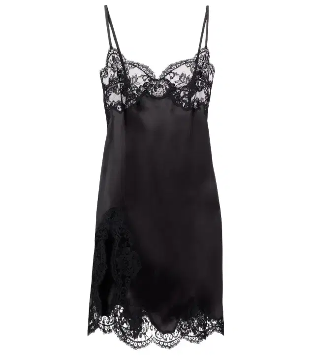 Dolce & Gabbana Lace-trimmed silk-blend satin slip dress
