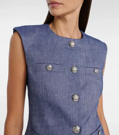 Veronica Beard Tamara linen-blend vest | Thumbnail 4 Veronica Beard Tamara linen-blend vest | Thumbnail 4