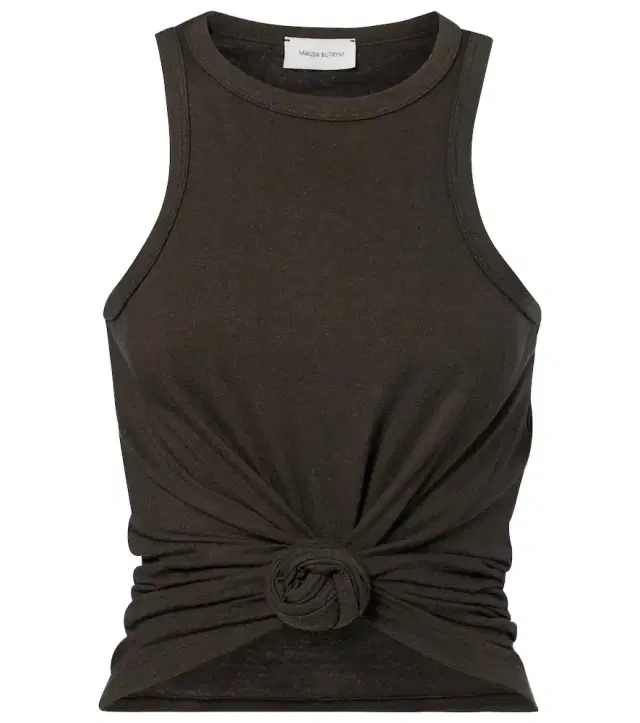 Knotted cotton and silk tank top