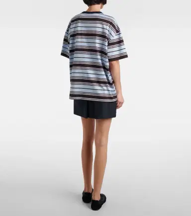 Prada Striped cotton lisle T-shirt | Thumbnail 2