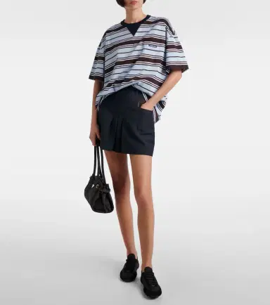 Prada Striped cotton lisle T-shirt | Thumbnail 3