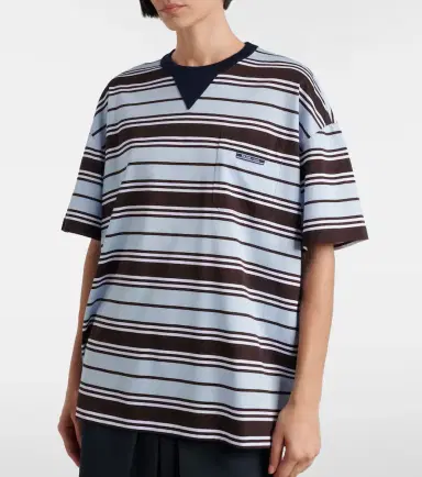 Prada Striped cotton lisle T-shirt | Thumbnail 4