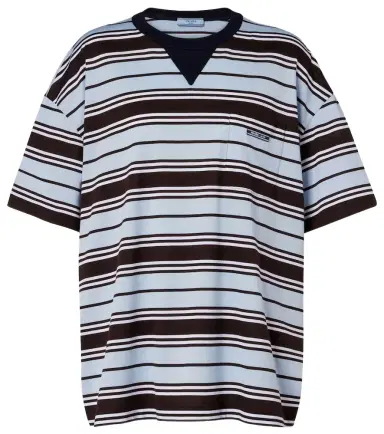 Prada Striped cotton lisle T-shirt | Thumbnail 1