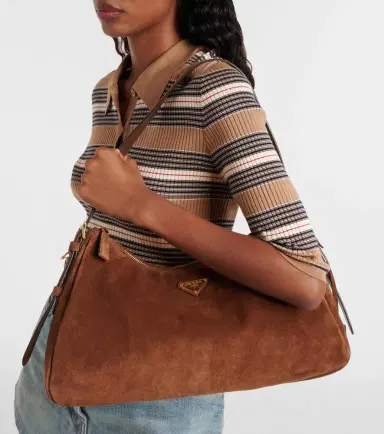 Prada Aimée Large suede shoulder bag | Thumbnail 5