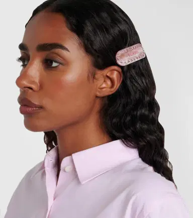 Prada Logo crystal-embellished barrette | Thumbnail 3