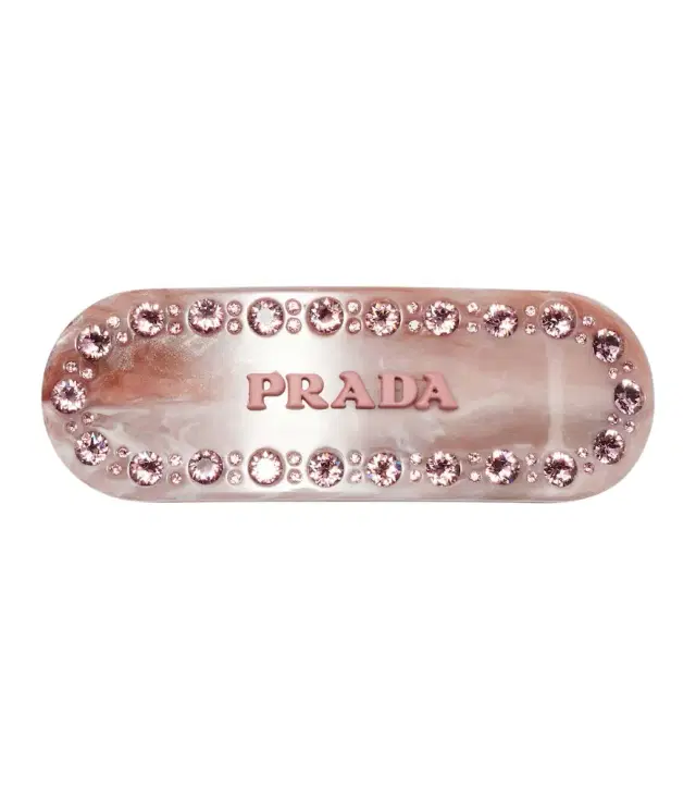 Logo crystal-embellished barrette
