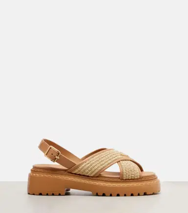 Prada Logo crochet and leather platform sandals | Thumbnail 2