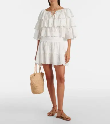 Rixo Broderie anglaise tiered cotton top | Thumbnail 2