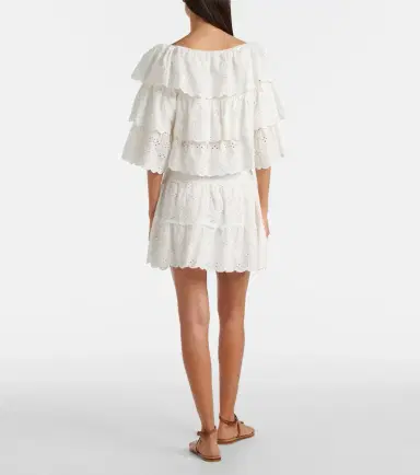 Rixo Broderie anglaise tiered cotton top | Thumbnail 3
