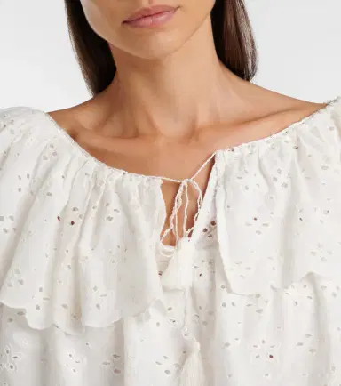 Rixo Broderie anglaise tiered cotton top | Thumbnail 5