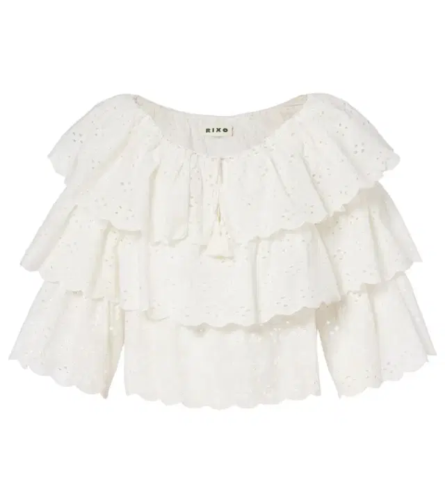 Rixo Broderie anglaise tiered cotton top