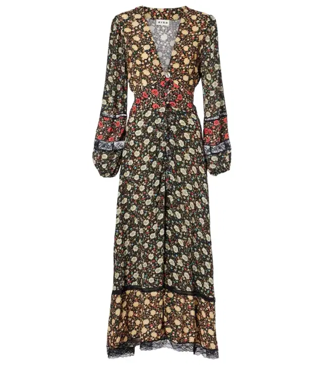 Rixo Raven printed crêpe de chine midi dress