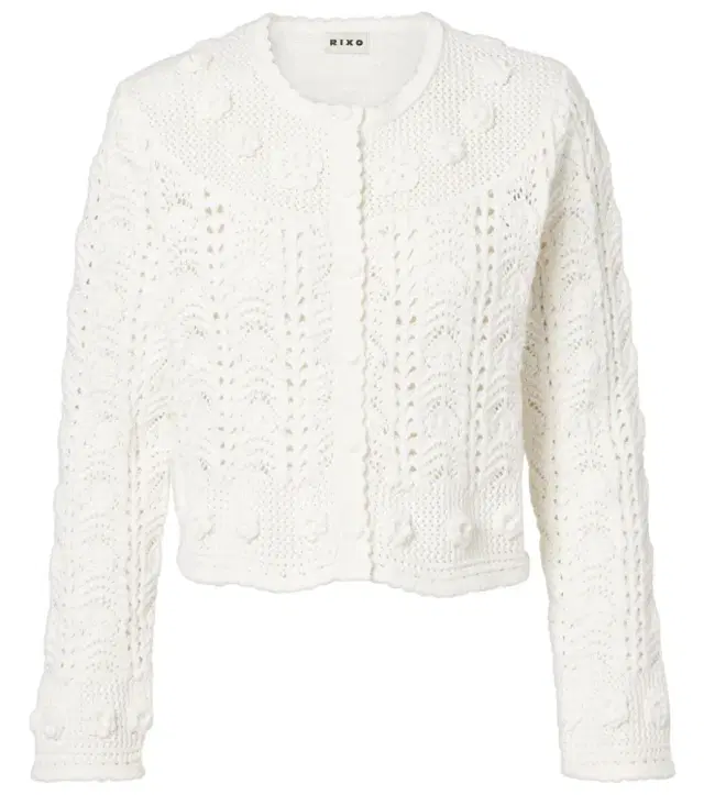 Rixo Kyra open-knit cotton cardigan