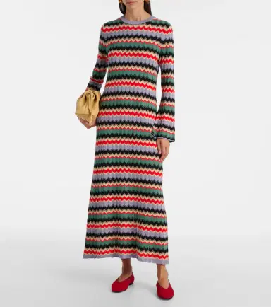 Rixo Miller chevron cotton midi dress | Thumbnail 3