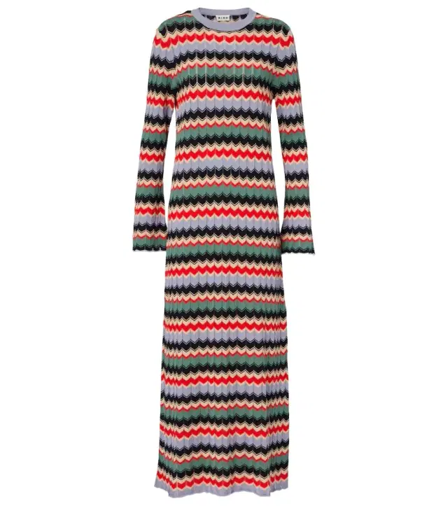 Rixo Miller chevron cotton midi dress