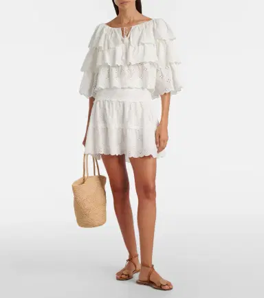 Rixo Cassandra scalloped cotton miniskirt | Thumbnail 2