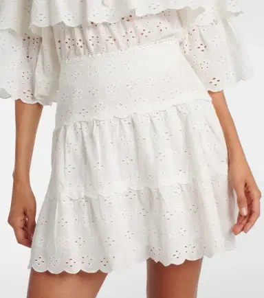 Rixo Cassandra scalloped cotton miniskirt | Thumbnail 3