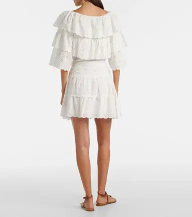 Rixo Cassandra scalloped cotton miniskirt | Thumbnail 4