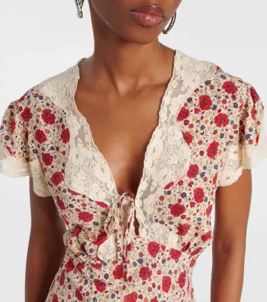 Rixo Lacie lace-trimmed floral minidress | Thumbnail 2