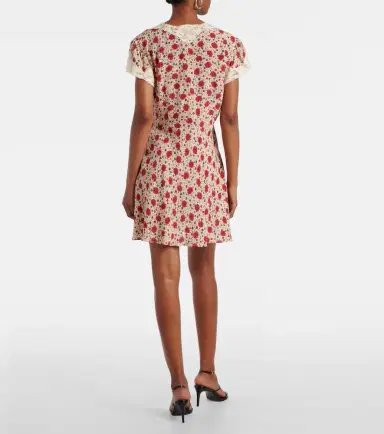Rixo Lacie lace-trimmed floral minidress | Thumbnail 4