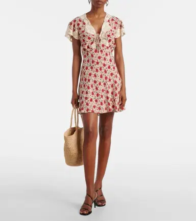 Rixo Lacie lace-trimmed floral minidress | Thumbnail 5