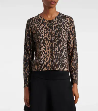 Rixo Peony leopard-print wool cardigan | Thumbnail 2