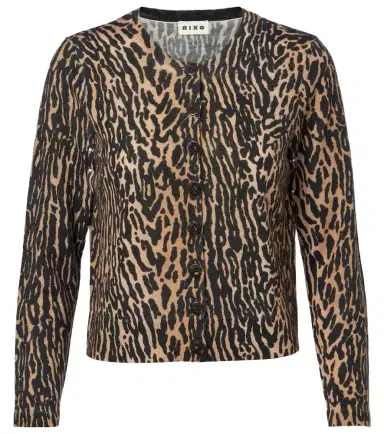 Rixo Peony leopard-print wool cardigan | Thumbnail 1