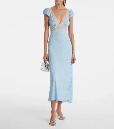Rixo Iggy lace-trimmed polka-dot midi dress | Thumbnail 2 Rixo Iggy lace-trimmed polka-dot midi dress | Thumbnail 2