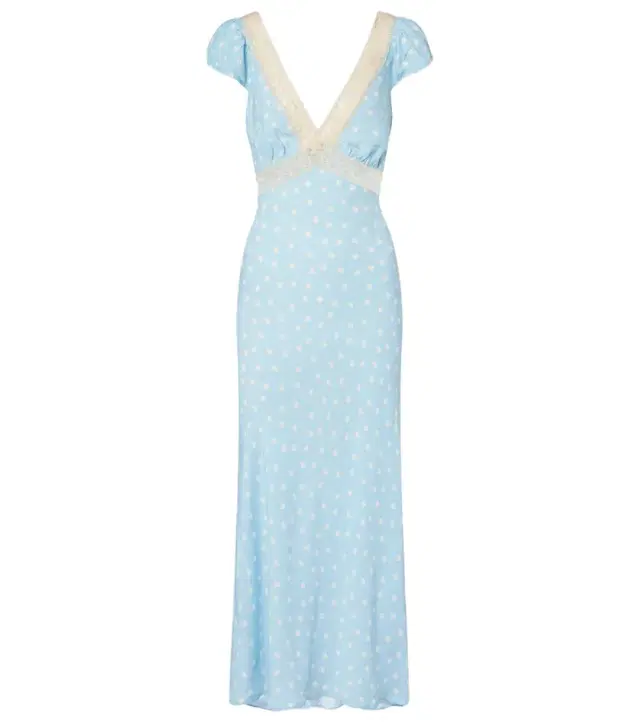 Iggy lace-trimmed polka-dot midi dress